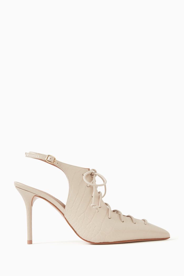 

Alessandra 85 Lace-up Pumps in Leather, Neutral