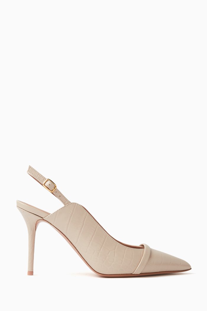 

Marion 85 Slingback Pumps in Croc-embossed Leather, Neutral