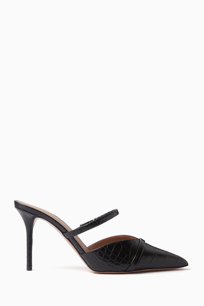 

Frankie 85 Mules in Croc-embossed Leather, Black