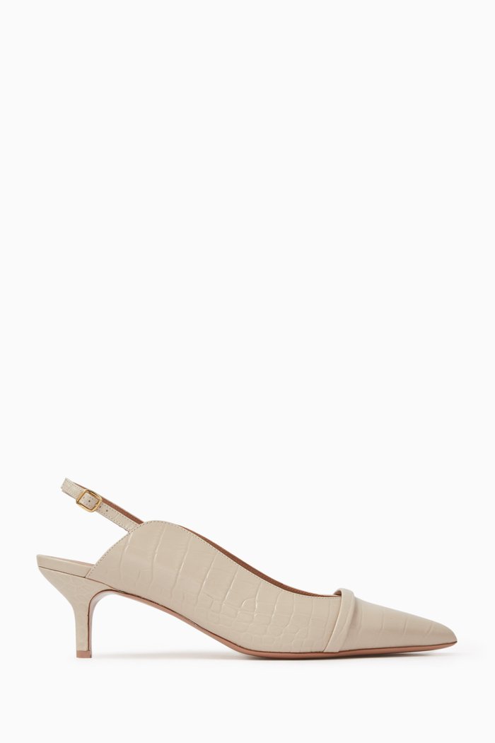 

Marion 45 Slingback Pumps in Croc-embossed Leather, Neutral