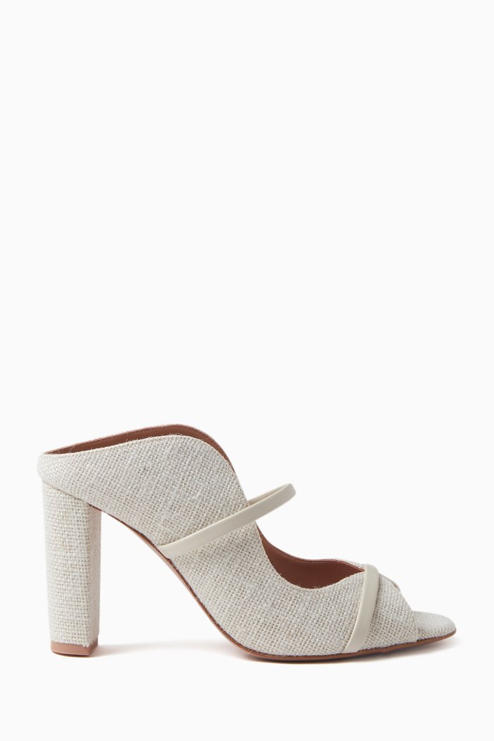 

Norah 90 Mule Sandals in Jute & Nappa Leather, White