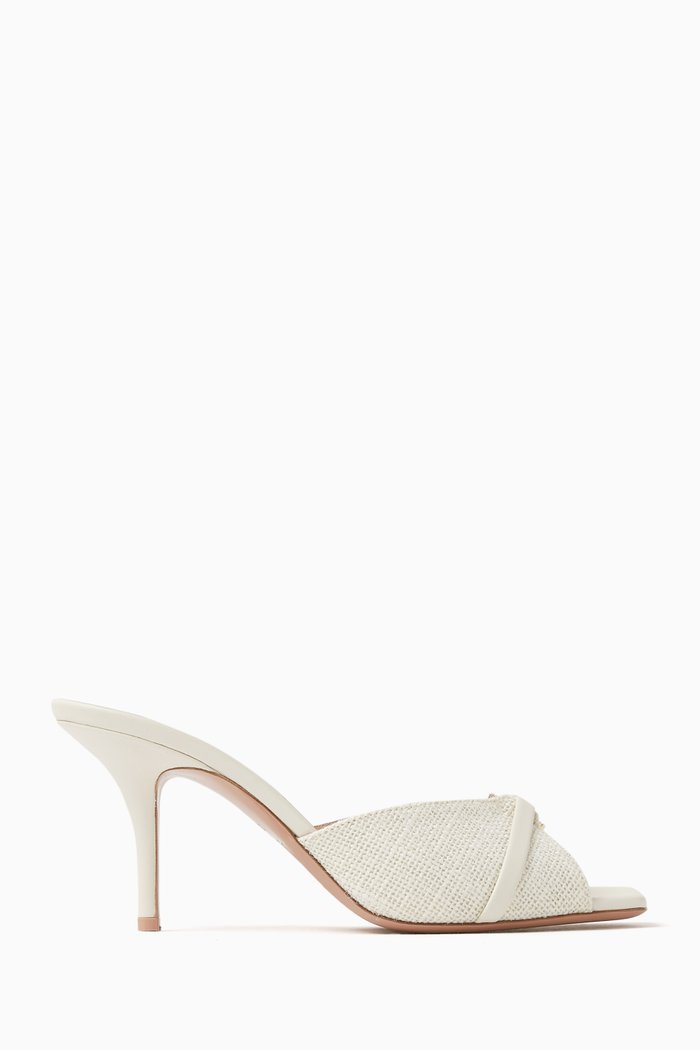 

Patricia 70 Mules in Jute and Nappa Leather, White