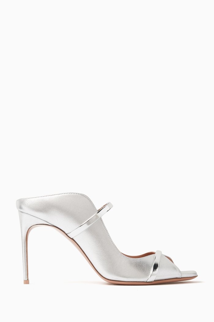 

Noah 90 Mules in Metallic Nappa Leather, Silver