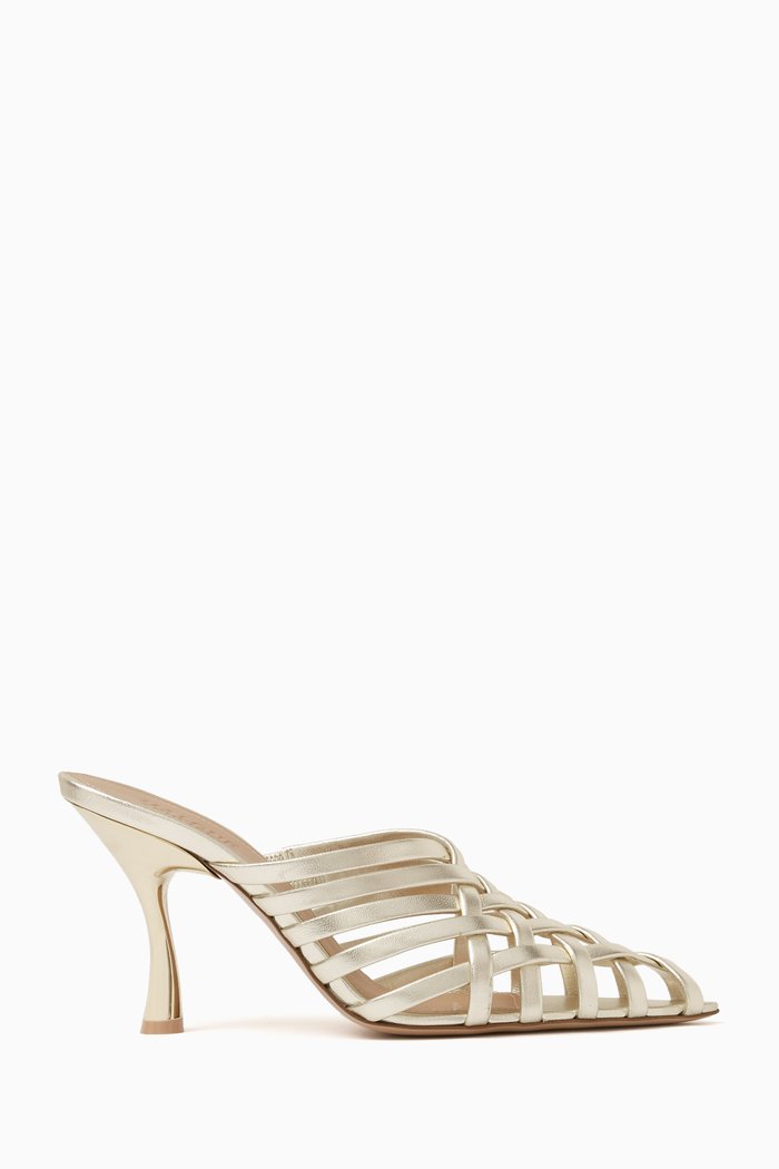 

Whitney 90 Mules in Metallic Nappa, Gold