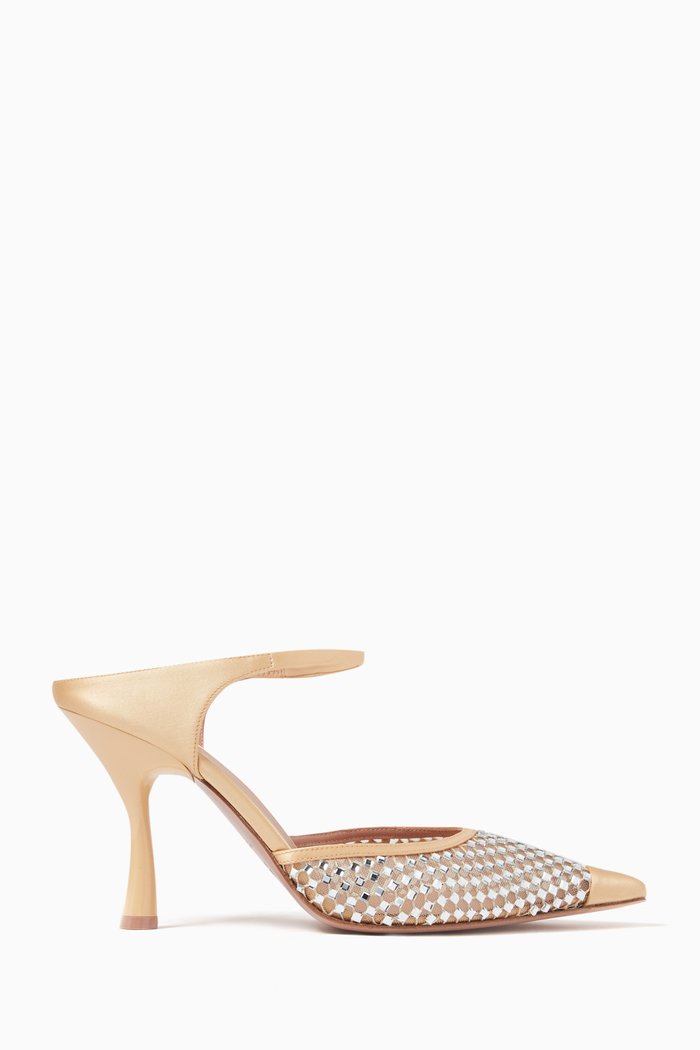 

Vega 90 Mules in Crystal Satin, Gold