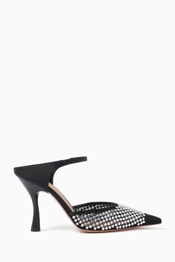 

Vega 90 Mules in Crystal Satin, Black