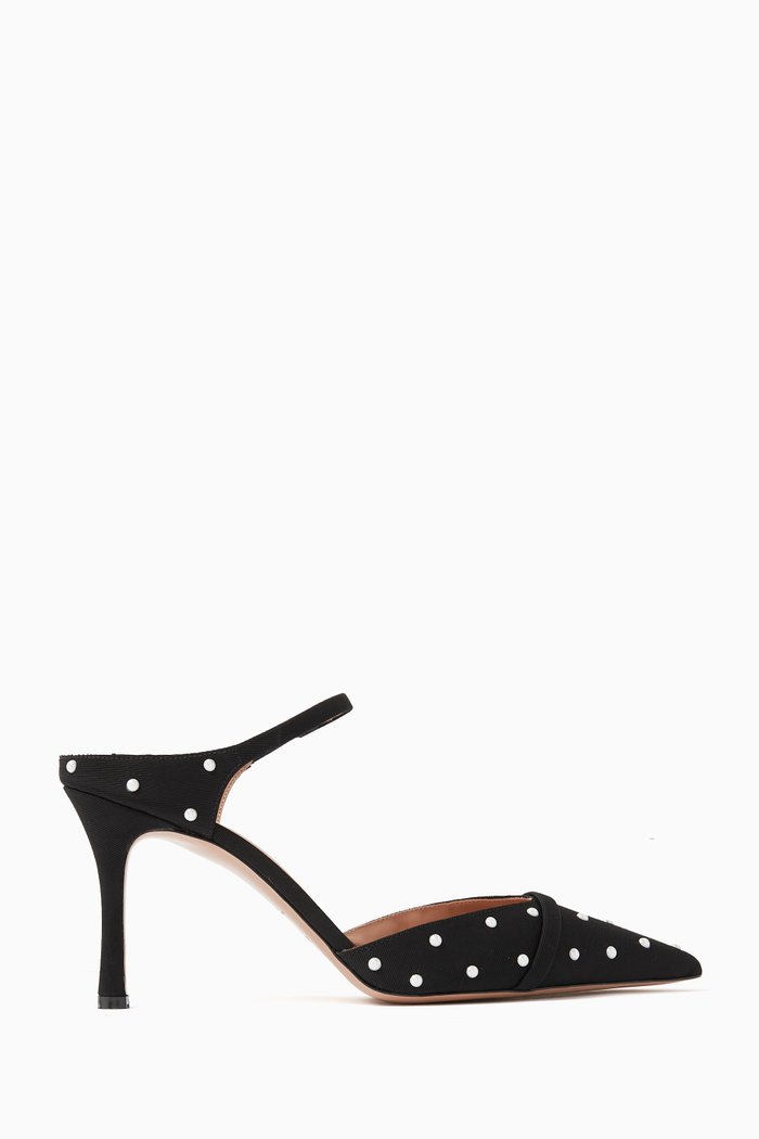 Uma 80 Mules in Grosgrain and Pearls, Black