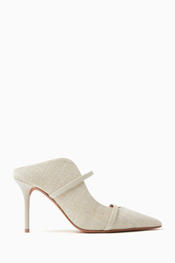 

Maureen 85 Mules in Jute & Nappa, White