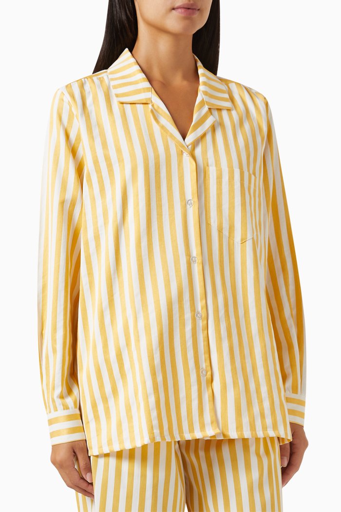 

Pinstripe Lounge Shirt in Cotton, Yellow
