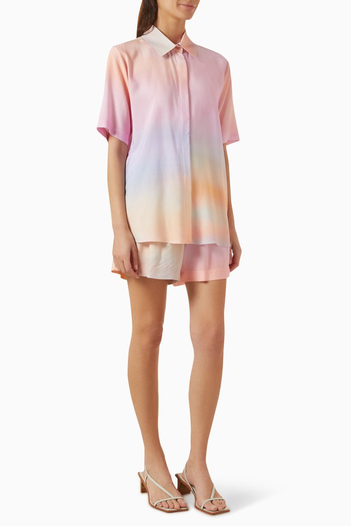Olympia Shirt & Shorts Set in Viscose, Pink
