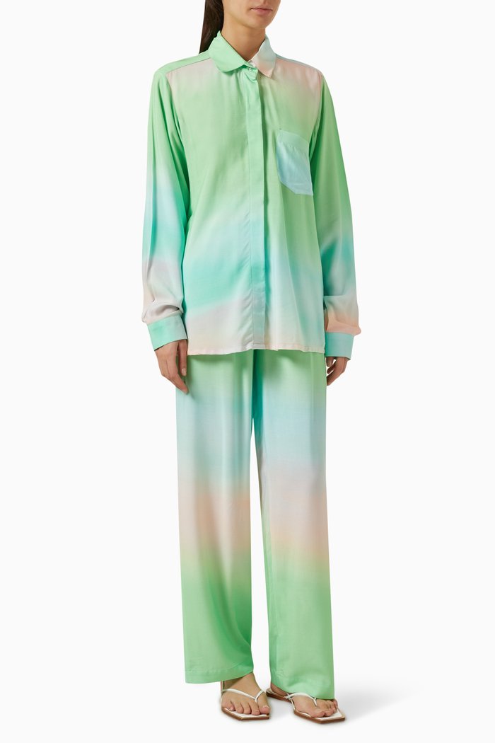 

Olympia Shirt & Pants Set in Viscose, Green