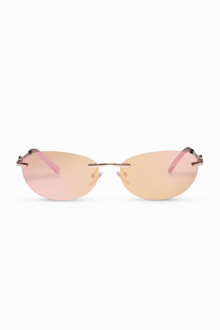 Slinky Oval Sunglasses in Metal, Pink