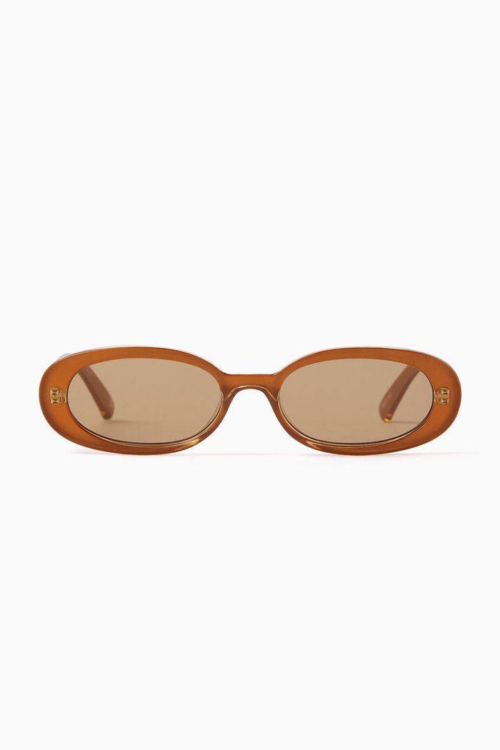 

Outta Love Oval Sunglasses, Brown