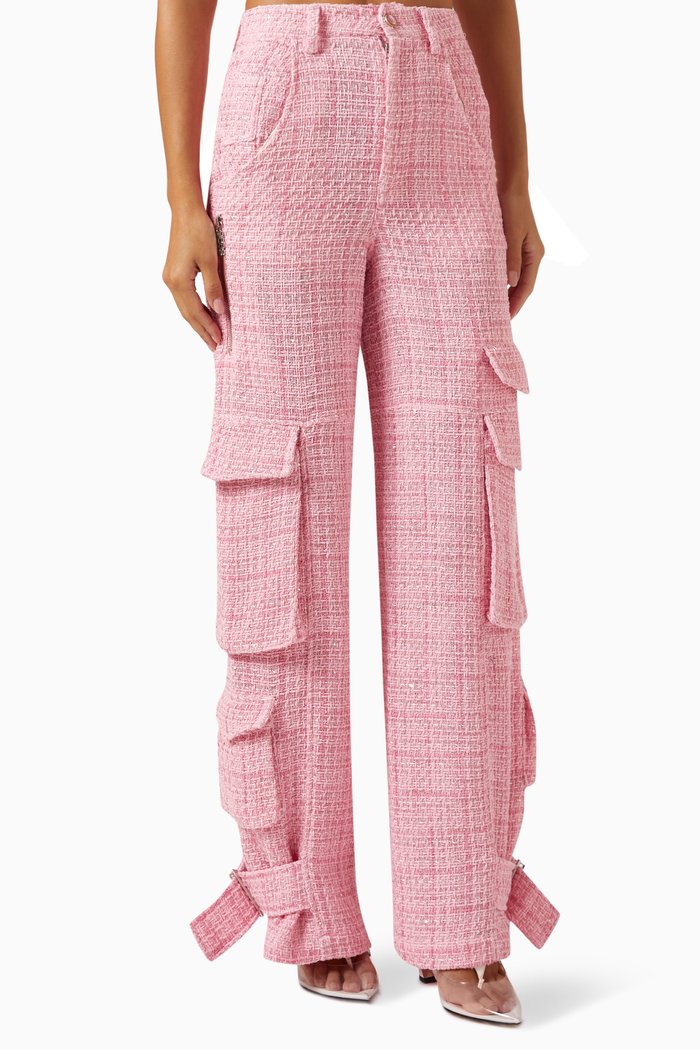 

Ultracargo Tweed Pants in Cotton-Blend, Pink