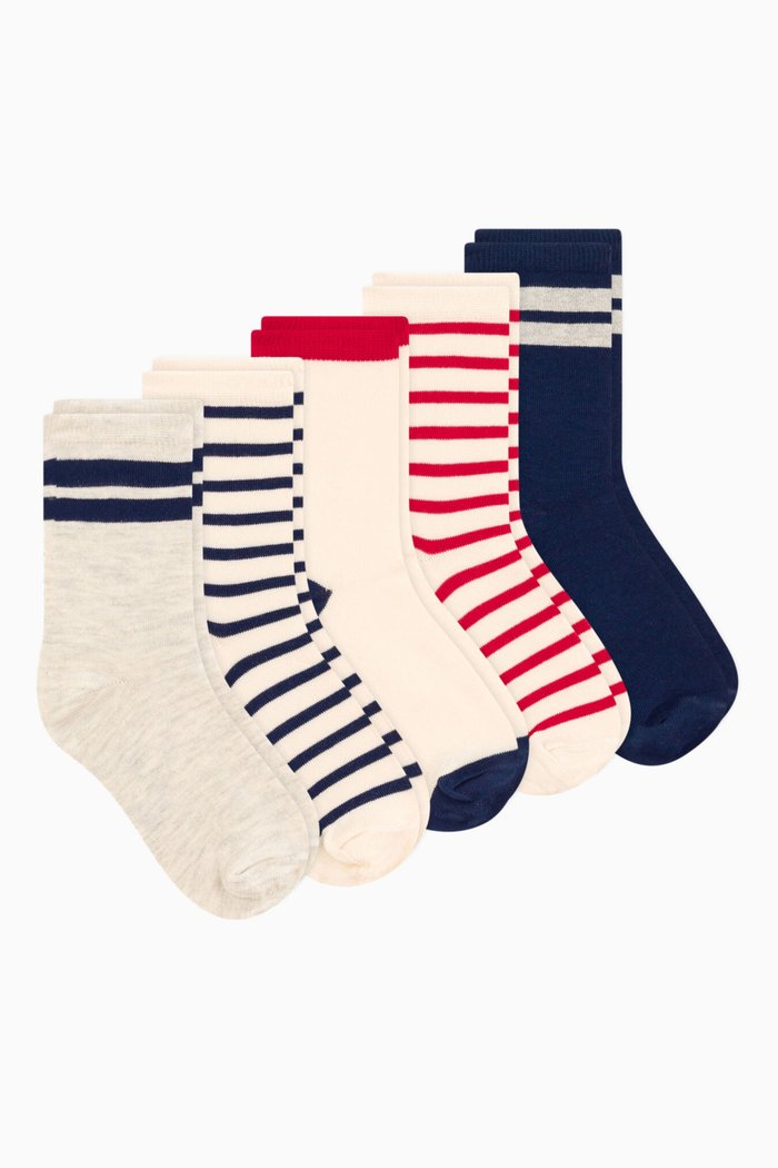 

Striped Socks in Cotton, Pack of 5, Multicolour