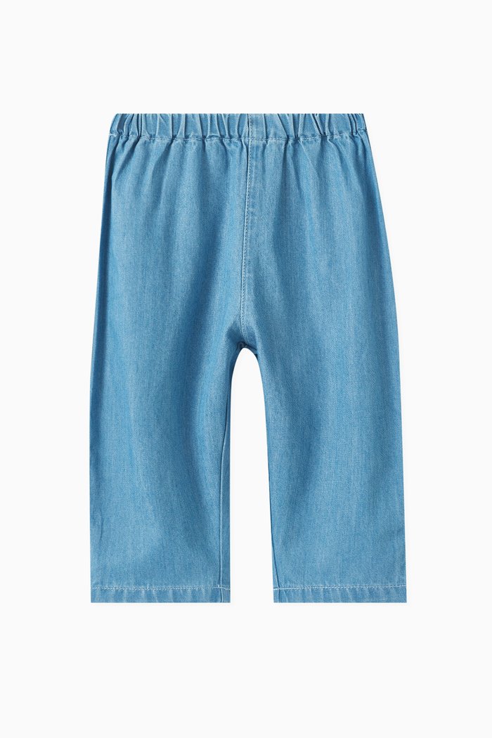 

Elastic Trousers in Soft Denim, Blue