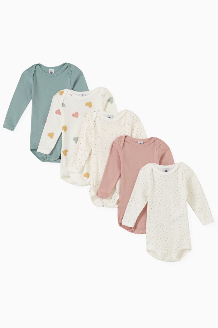 

Patterned Bodysuits in Cotton, Set of 5, Multicolour