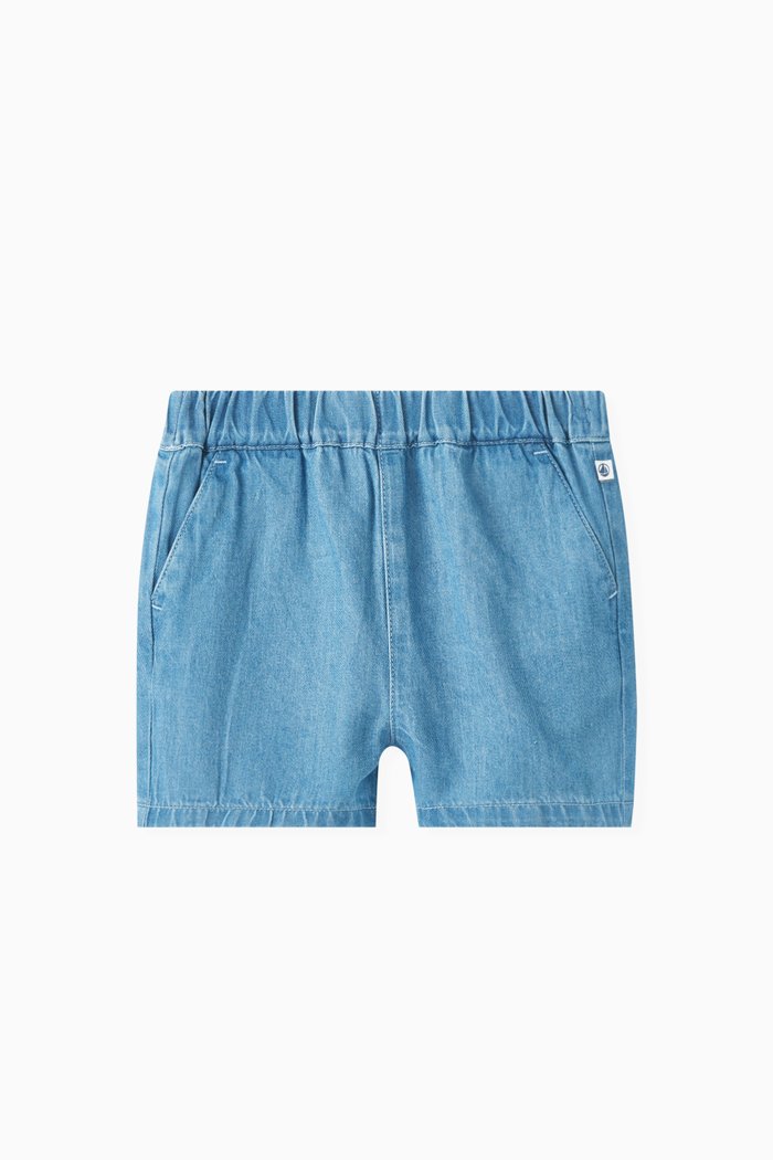 

Elastic Shorts in Soft Denim, Blue
