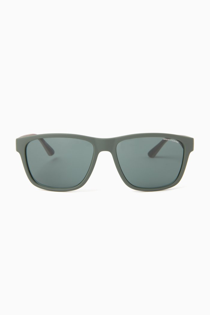 

Square Frame Sunglasses in Acetate, Green