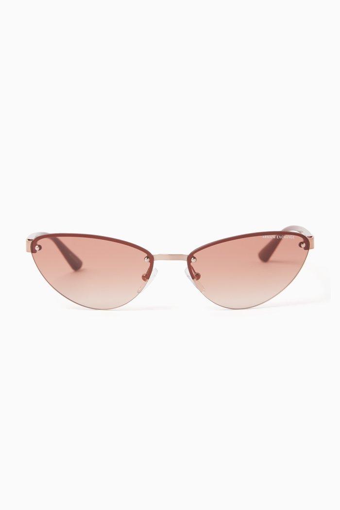 Cat-eye Sunglasses in Metal, Burgundy
