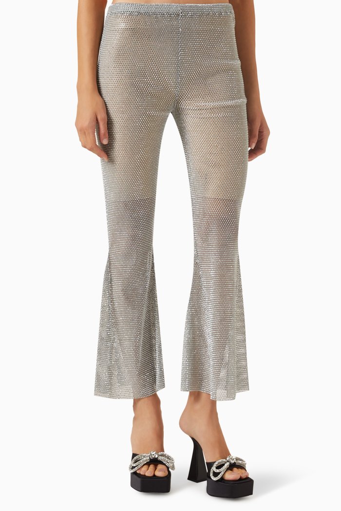 

Flared-leg Pants in Mesh, Silver