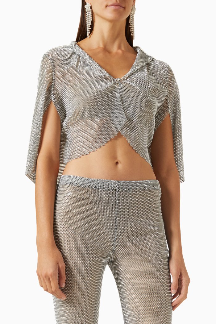 

Hooded Top in Mesh, Silver