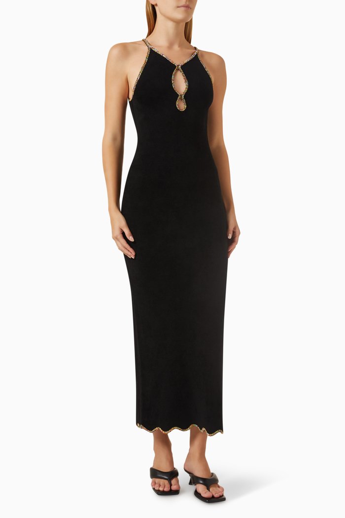 

Nolwen Rhinestone-embellished Dress in Viscose-jersey, Black