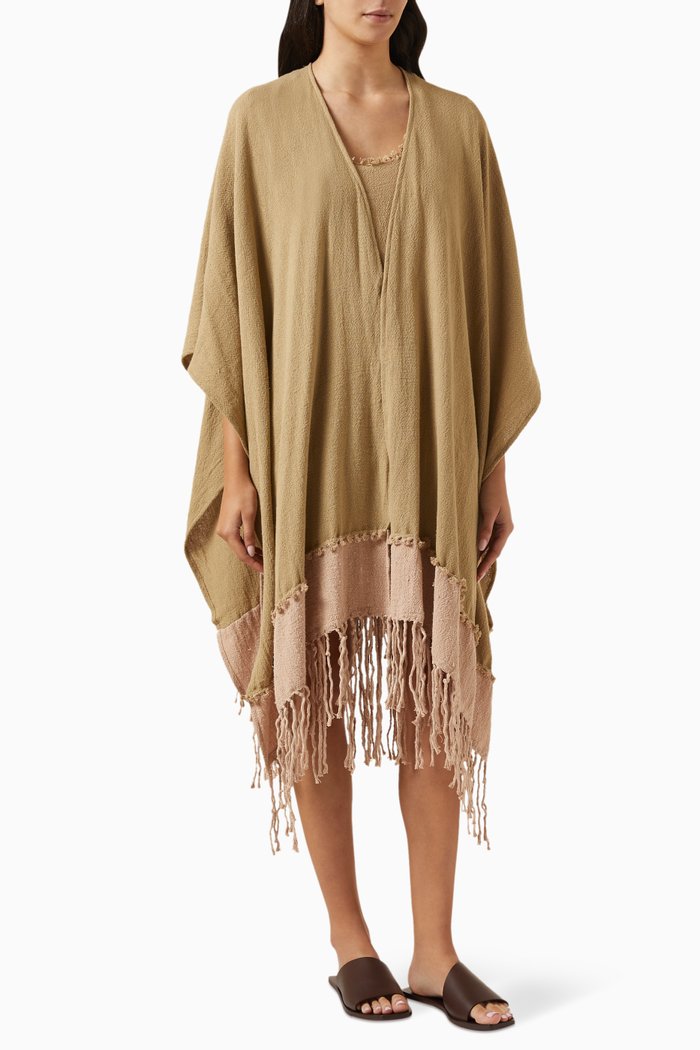 Wanpu Fringed Cover-up in Cotton-gauze, Multicolour