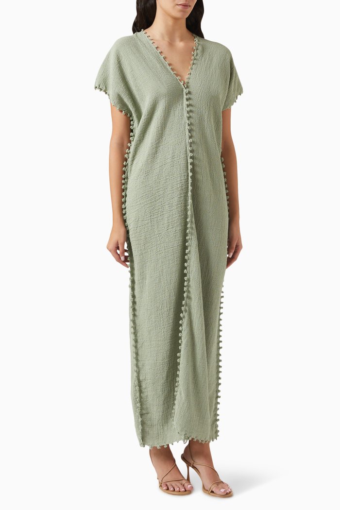 

Chaac Knot Kaftan in Cotton, Green
