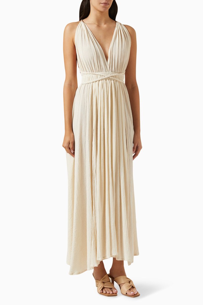 

Hera Maxi Dress in Cotton-gauze, Neutral