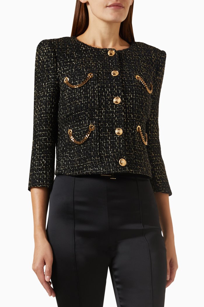 

Chain Short Jacket in Lurex-tweed, Black