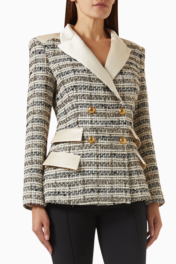 

Double-breasted Jacket in Tweed, Multicolour