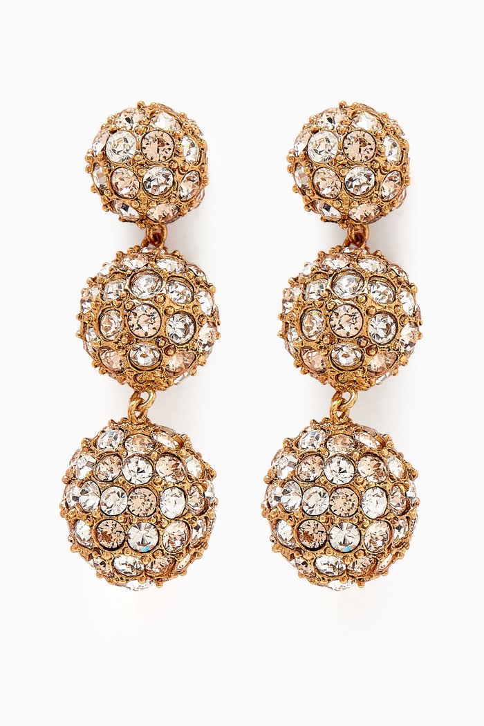 

Crystal Ball Drop Earrings in Metal, Gold