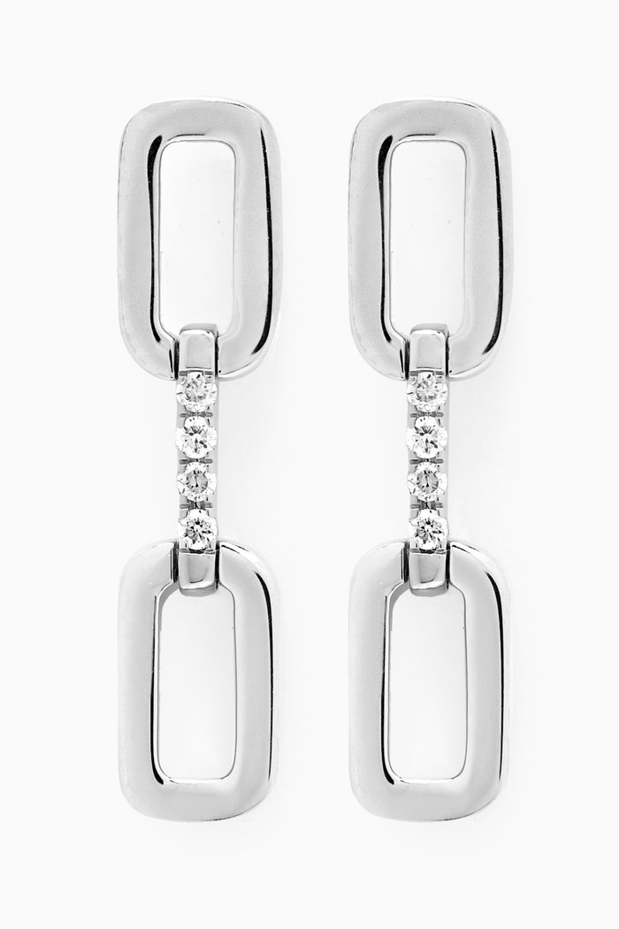 Link Earrings in 18kt White Gold