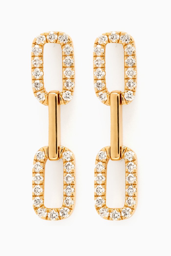 

Half Diamond Link Earrings in 18kt Yellow Gold, White