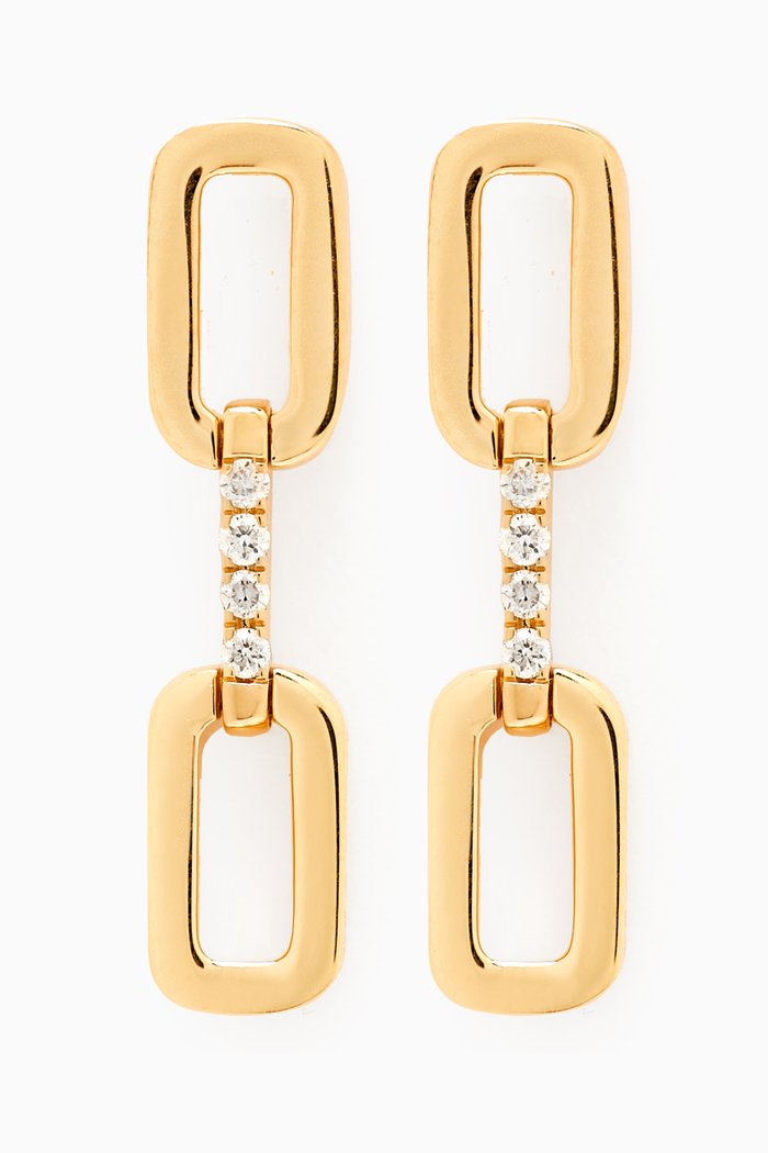 

Diamond Link Drop Earrings in 18kt Yellow Gold, White