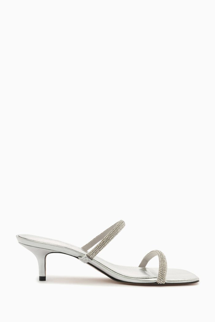 

Taliah Crystal-embellished Sandals in Metallic Leather, Silver