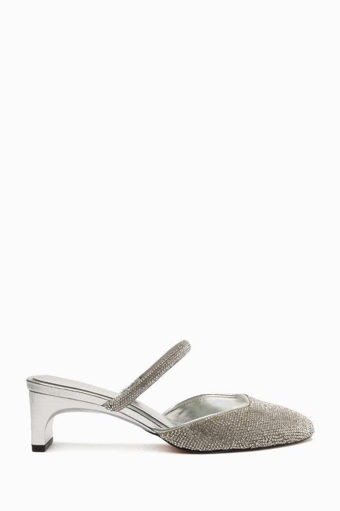 Bertie Metallic Pumps in Leather, Silver