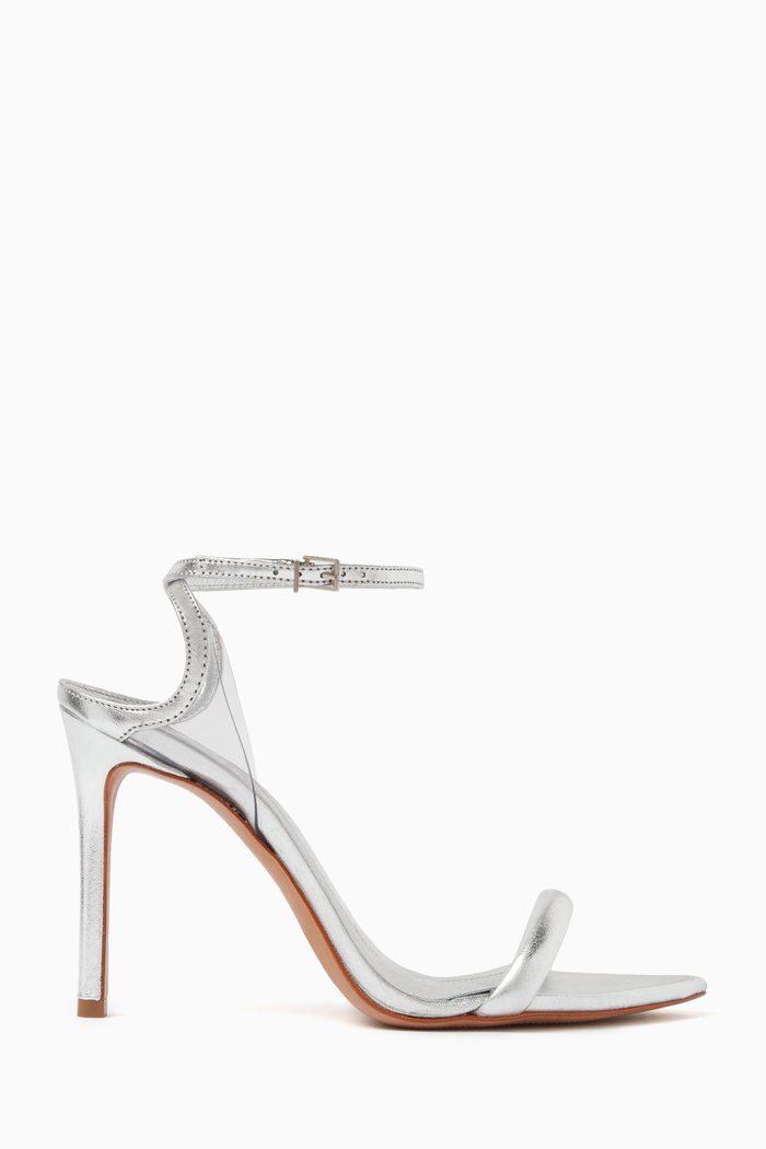 

Pryia Metallic Sandals in Leather, Silver
