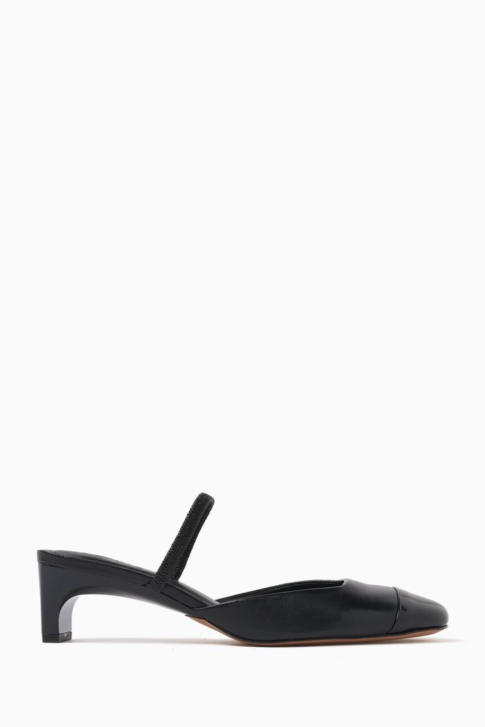 

Bertie 50 Mules in Metallic Leather, Black