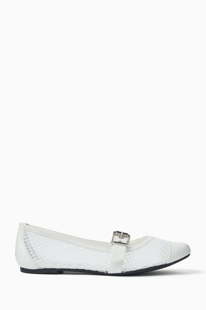 

Hanna Ballet Flat in Leather, White