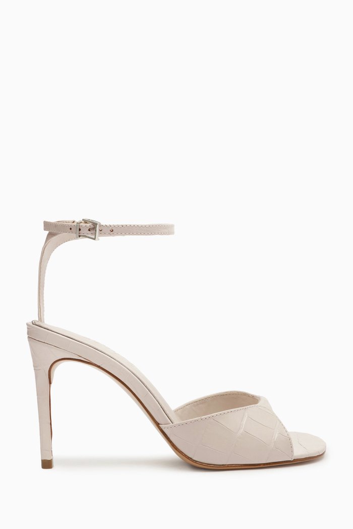

Nora 90 Sandals in Croc-embossed Leather, White