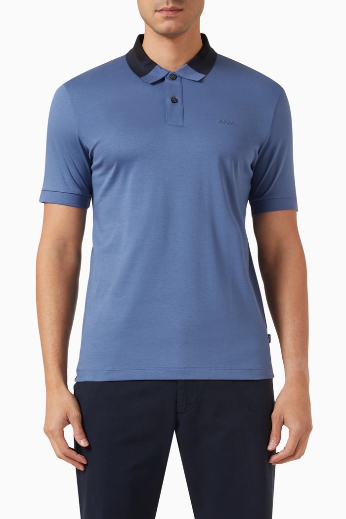 

Phillipson Logo Polo in Interlock Cotton, Blue