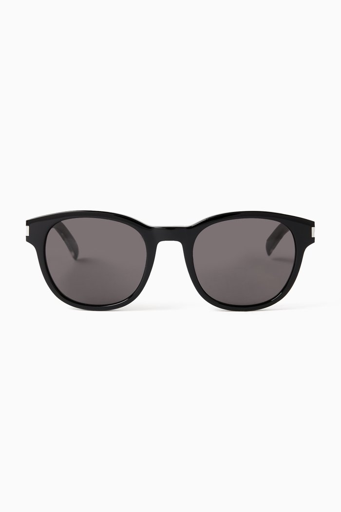 Classic Round Sunglasses in Recycled Acetate, Black