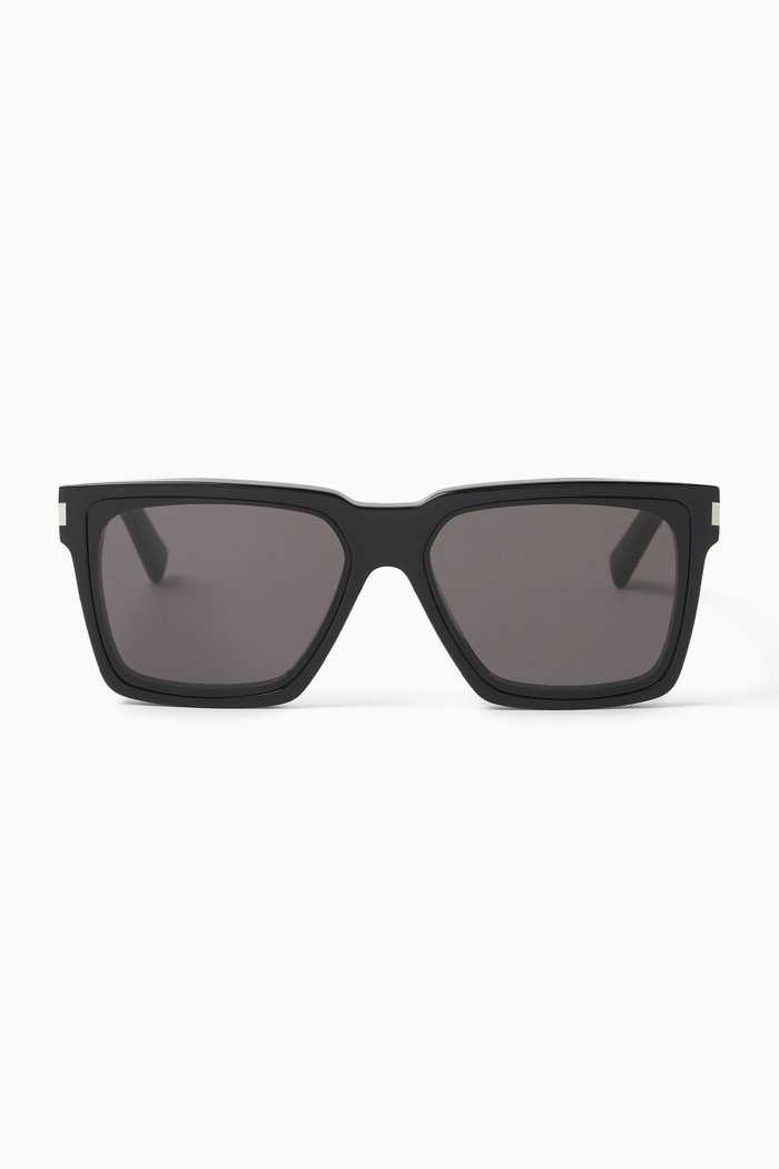 

Rectangular Sunglasses in Recycled Acetate, Black