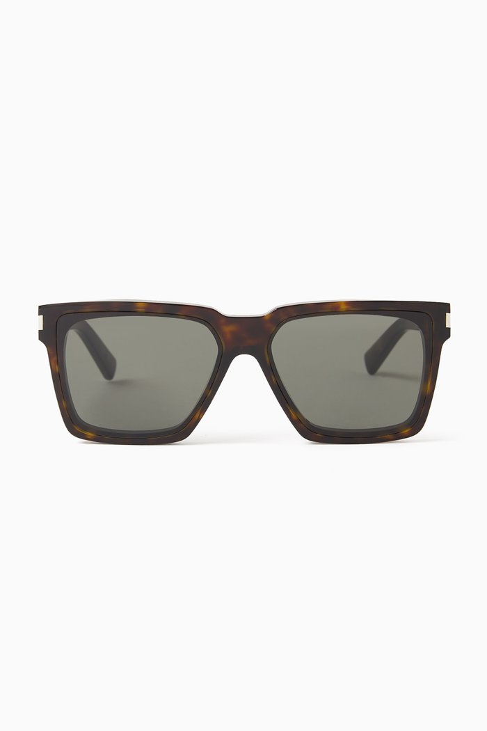 

New Wave Rectangle Sunglasses in Recycled Acetate, Brown