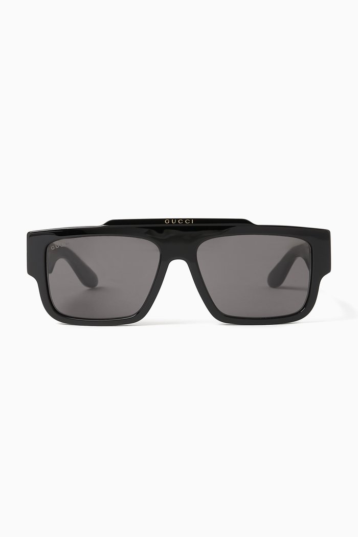 

Square-frame Sunglasses in Recycled Acetate, Black