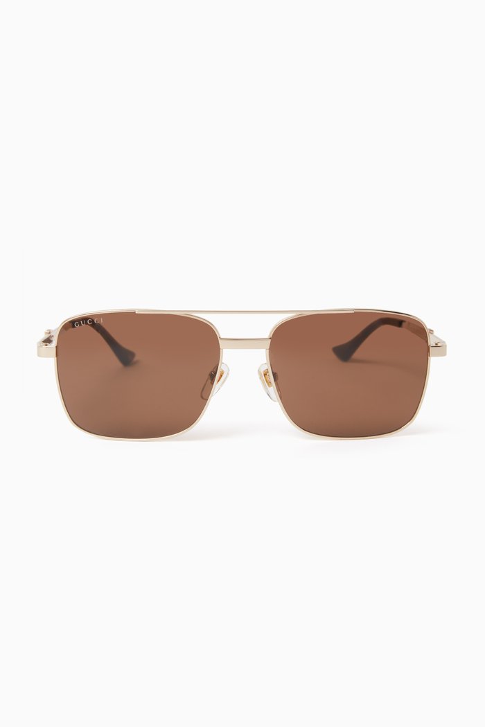 Square Sunglasses in Metal, Brown