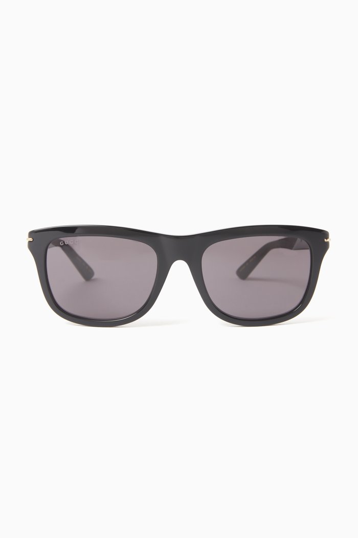 

Rectangular Sunglasses in Recycled Acetate, Black