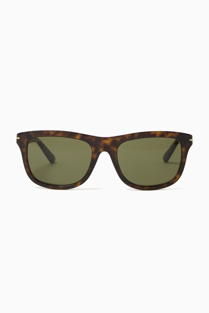 Rectangle-frame Sunglasses in Recycled Acetate, Brown